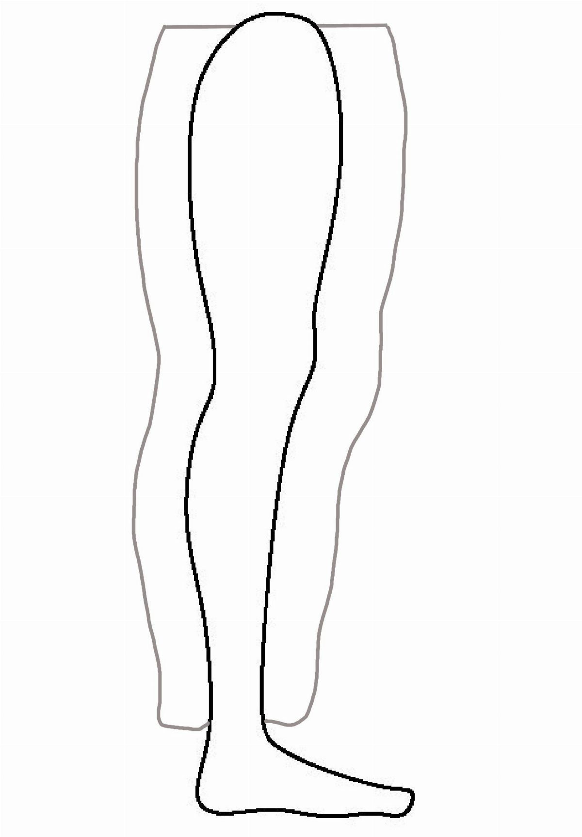 5 Leg Tattoo Template Ideas: From Printable to Full Leg Sleeve 1 Black line drawings of human leg outlines on a plain white background.