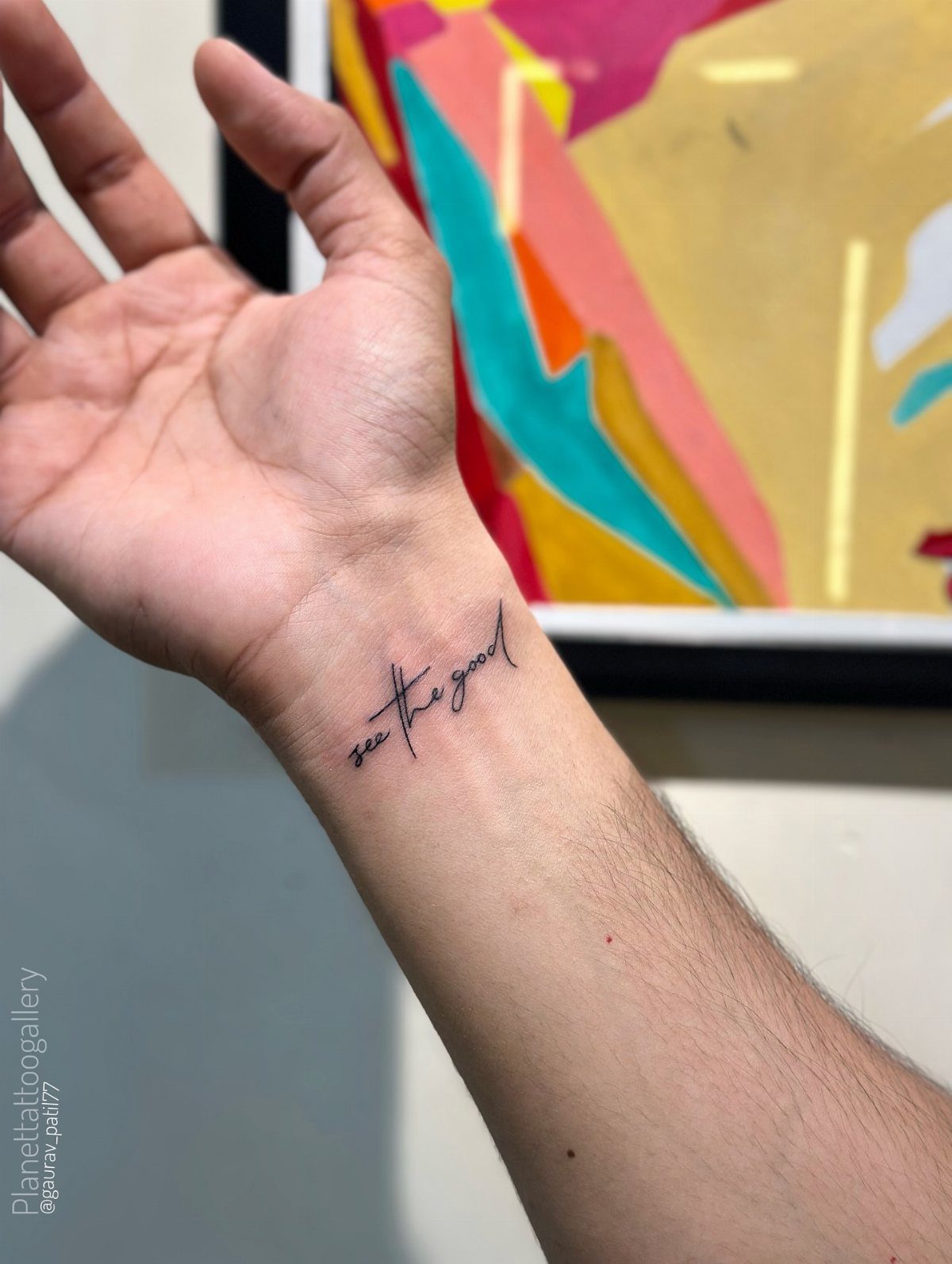 Script Tattoo Placement: 9 Positions That Work 3 A small script tattoo reading see the good on a person's inner wrist.
