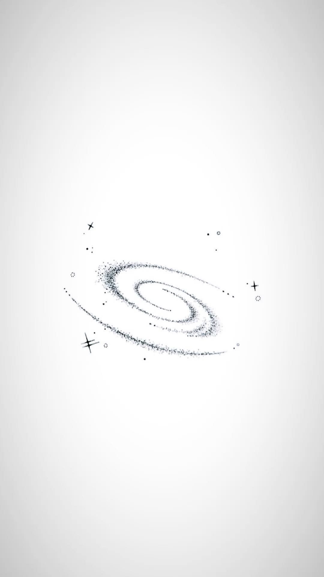 Universe Tattoo Pattern: 8 Space-Inspired Designs for Your Next Ink 4 A black ink stippled drawing of a swirling spiral galaxy with small stars on white.